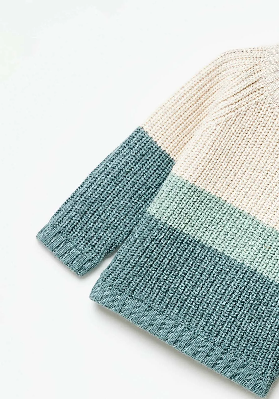 Long Sleeve Plain Knitted Sweatshirt - White