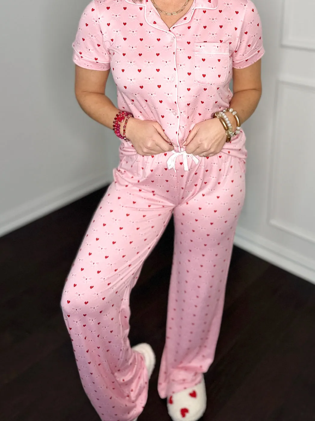Love is All You Need Button Up Pajama Set