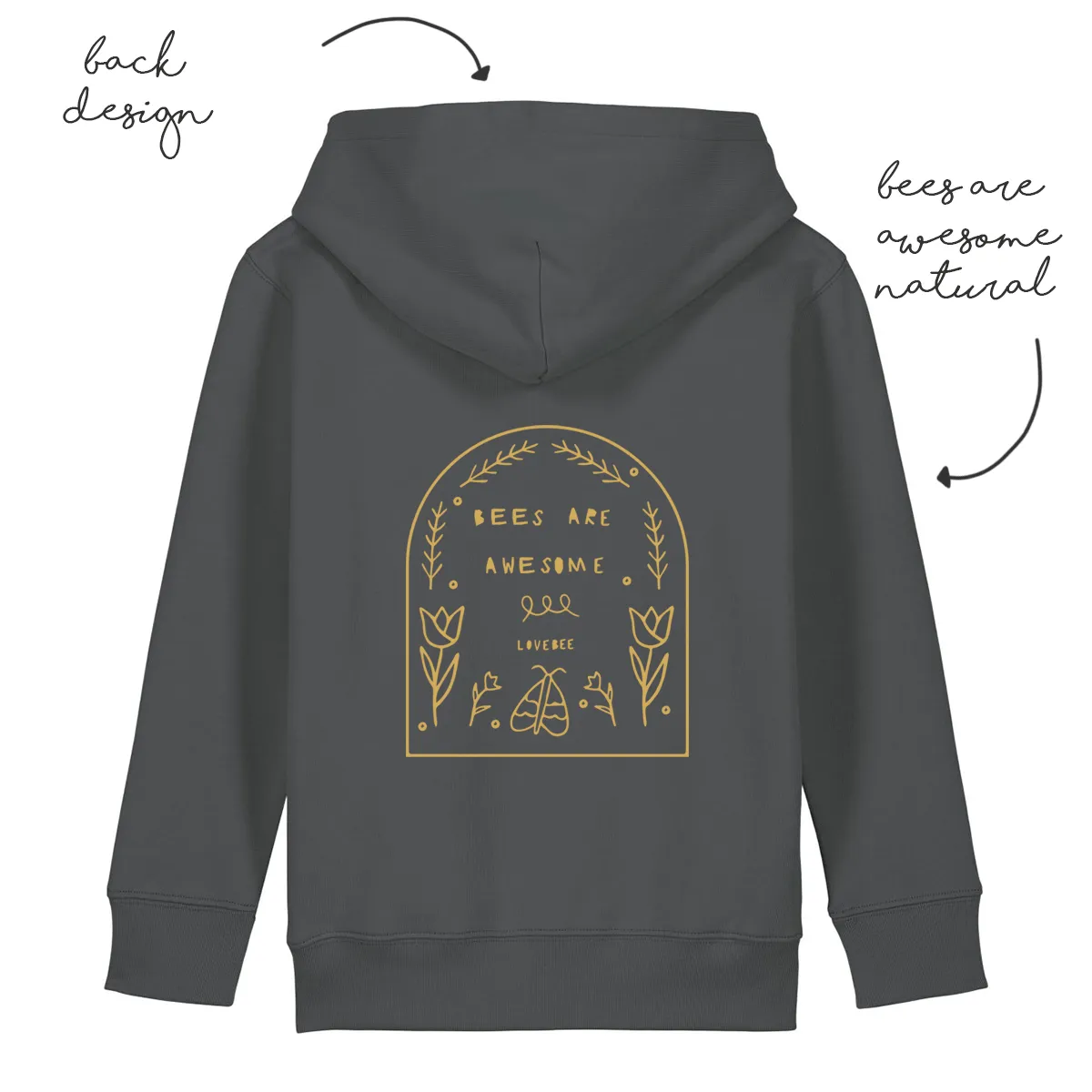 LoveBee Hoodie | Bees are Awesome | Dark Grey