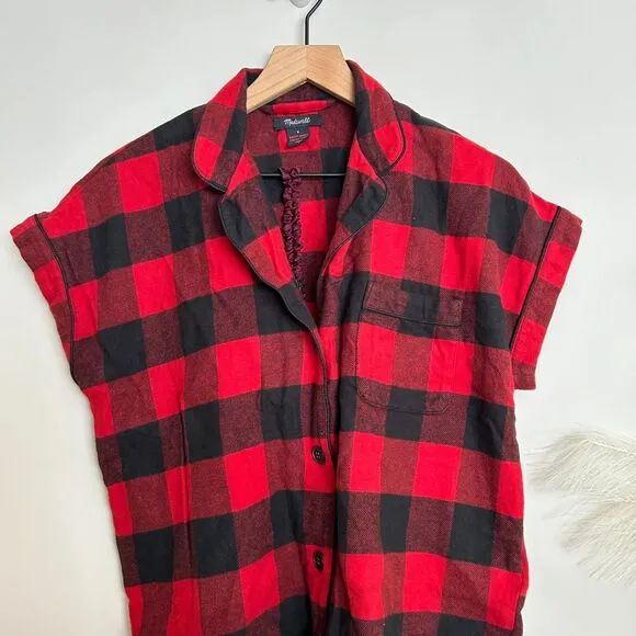 Madewell Flannel Bedtime Pajamas Red Buffalo Check