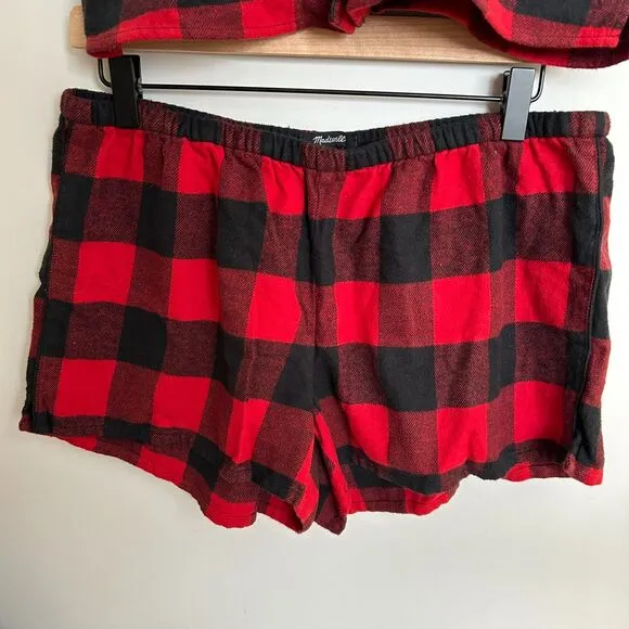 Madewell Flannel Bedtime Pajamas Red Buffalo Check