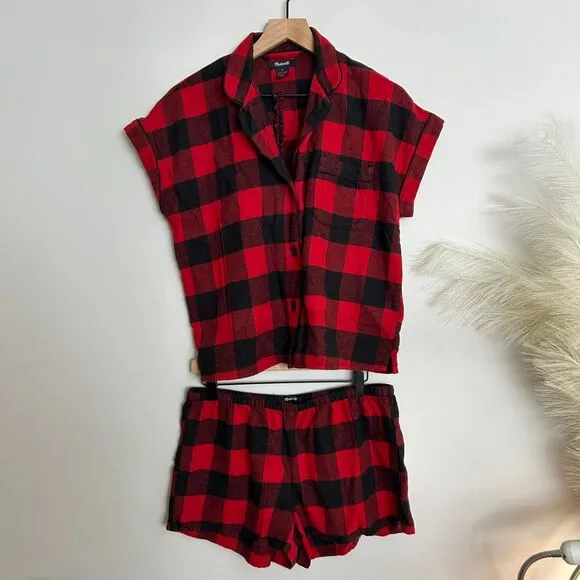 Madewell Flannel Bedtime Pajamas Red Buffalo Check