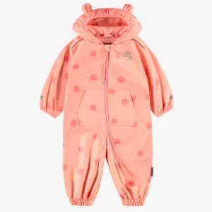 Manteau une pièce rose à motifs de soleils, bébé || Pink one-piece coat with sun all over print, baby