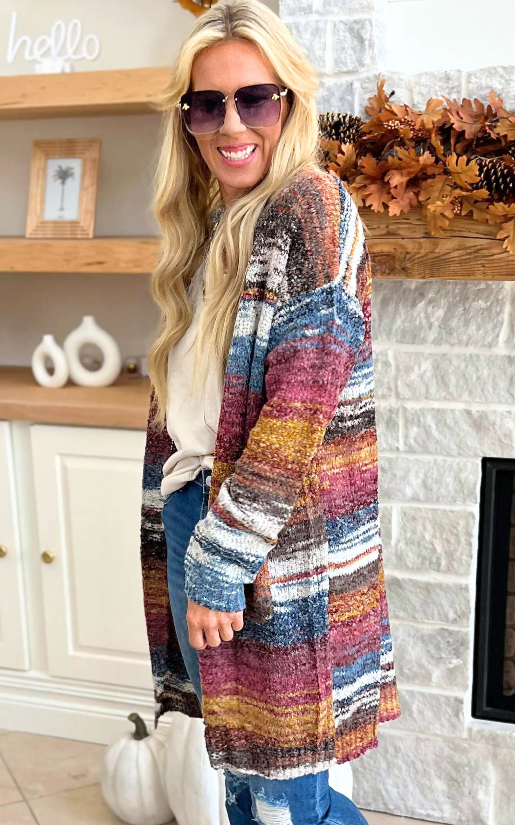 Marbled Knit Long Cardigan