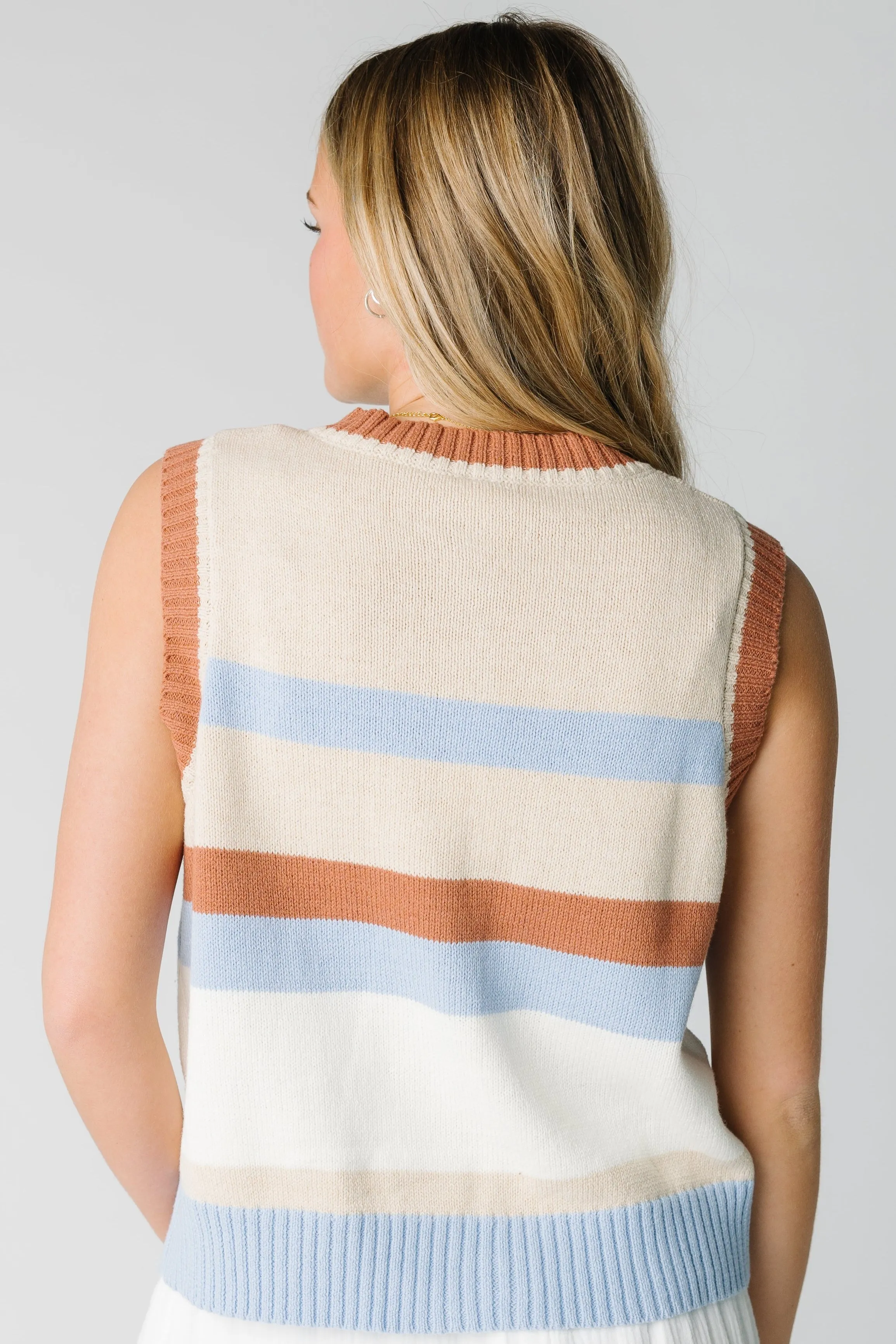 Margie Striped Button-Up Sweater Vest