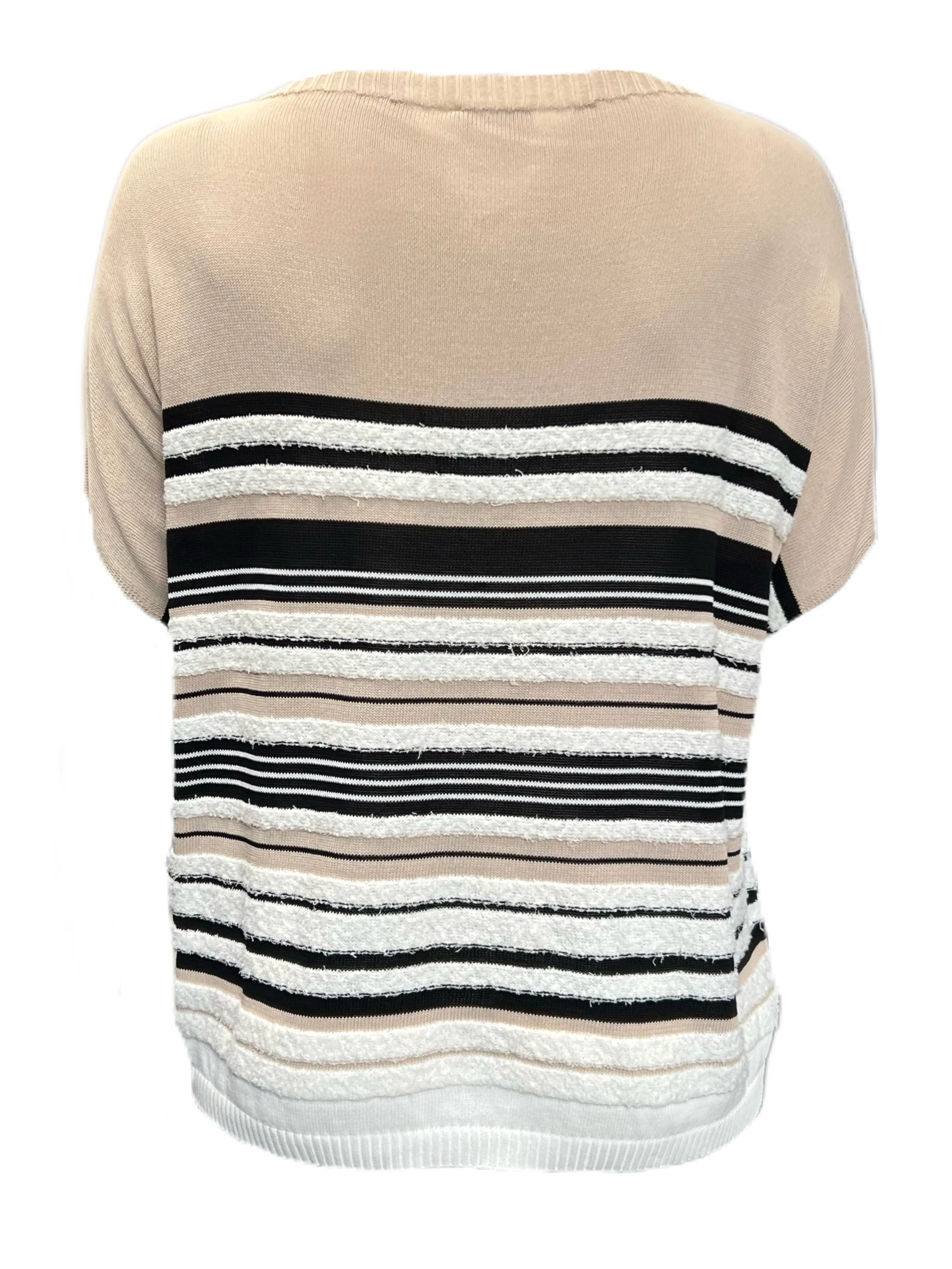 MARINA RINALDI Women's Beige Acacia Striped Sweater $415 NWT