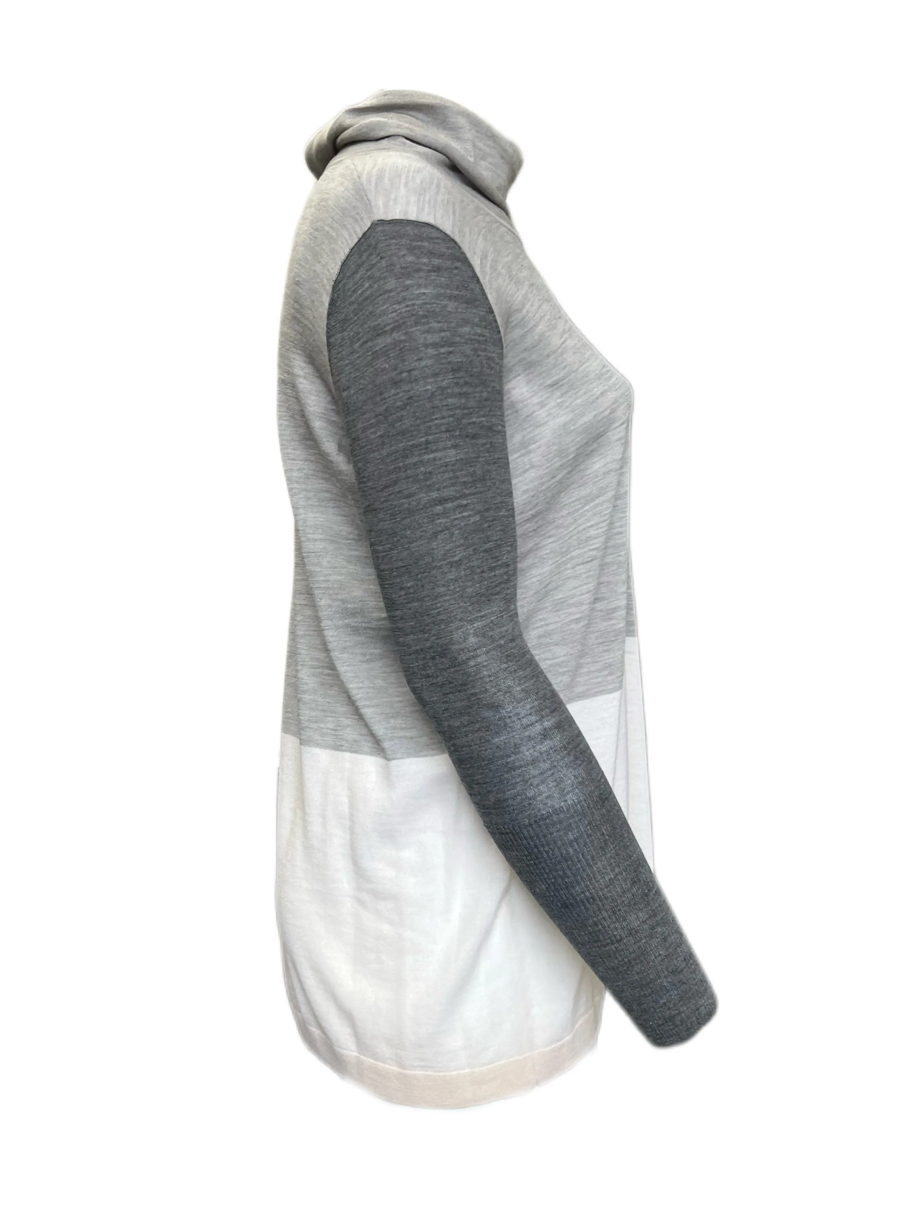 MARINA RINALDI Women's Grey/Cream Azione Colorblock Sweater $465 NWT