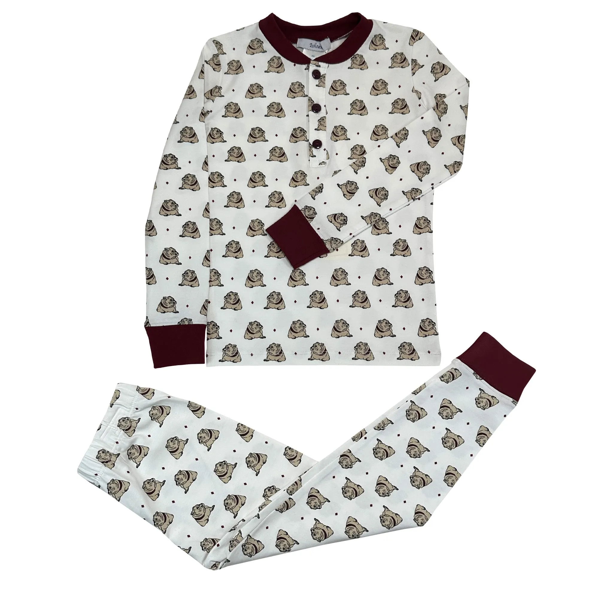 Maroon Bulldog Boy's PJ Set