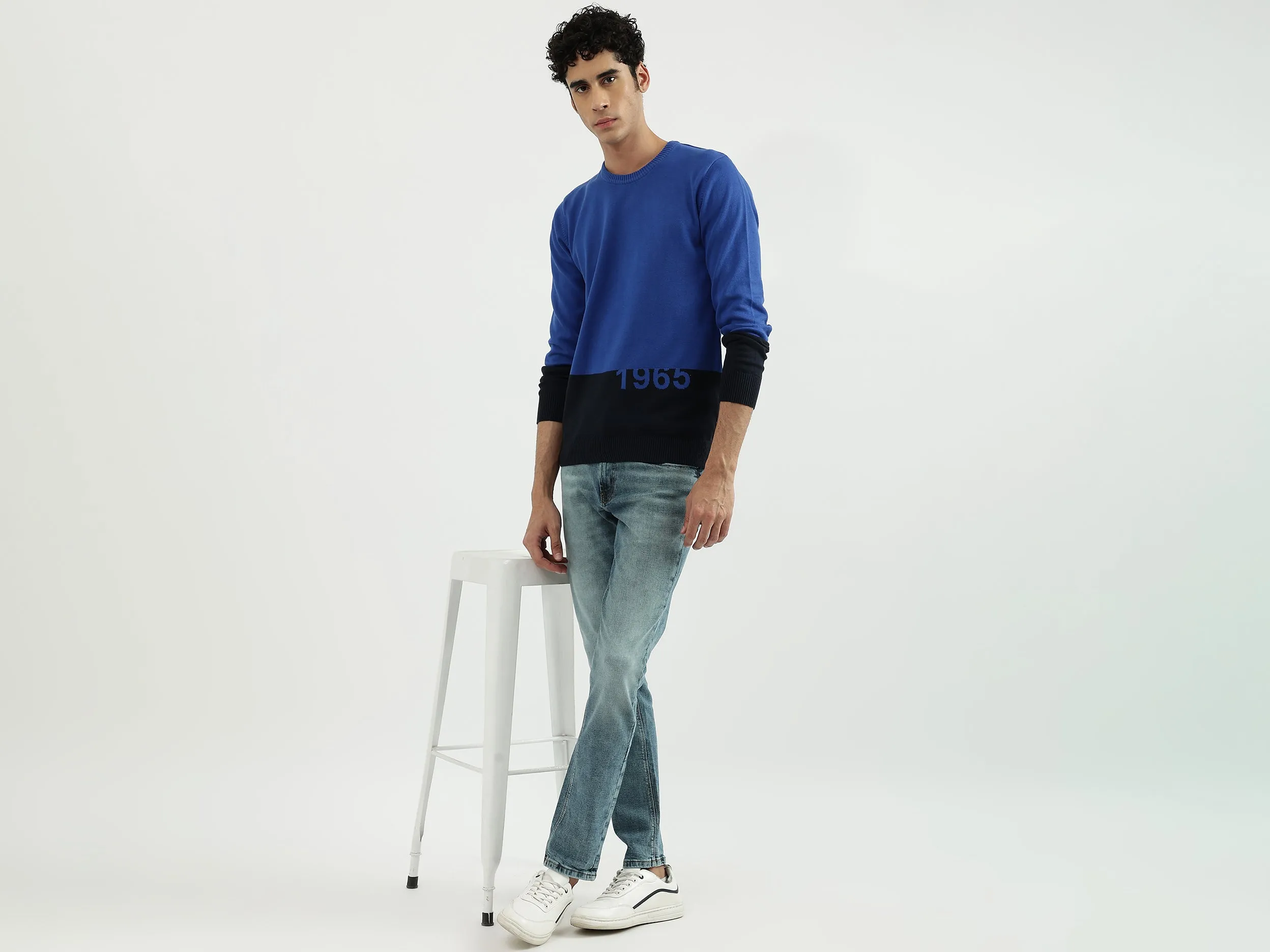 Men Colorblock Round Neck Sweatshirt
