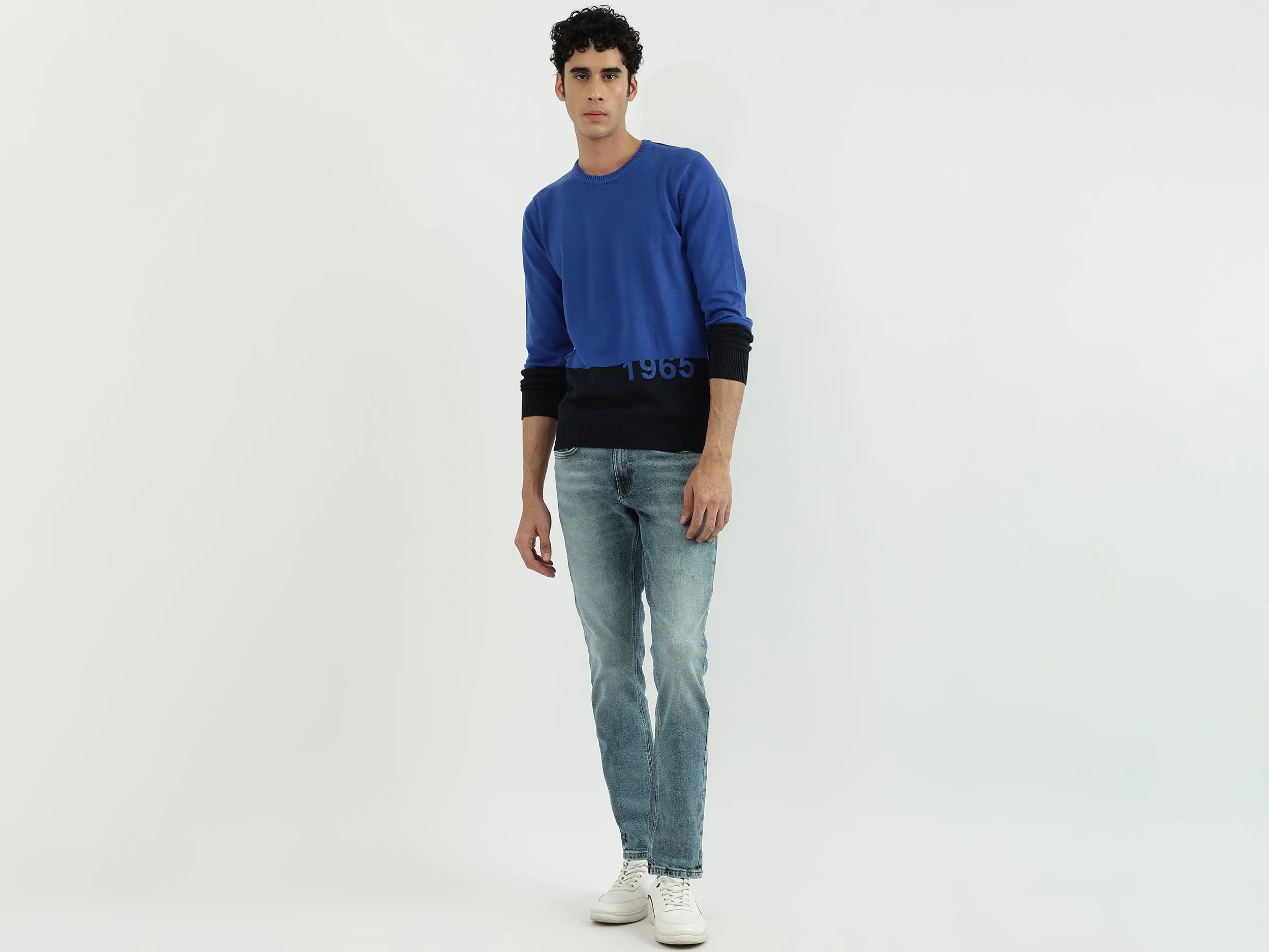Men Colorblock Round Neck Sweatshirt