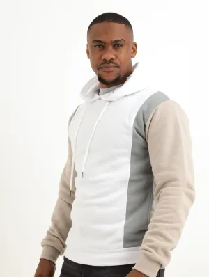 Men's Fashion Vertical Colorblock Hoody - Cream