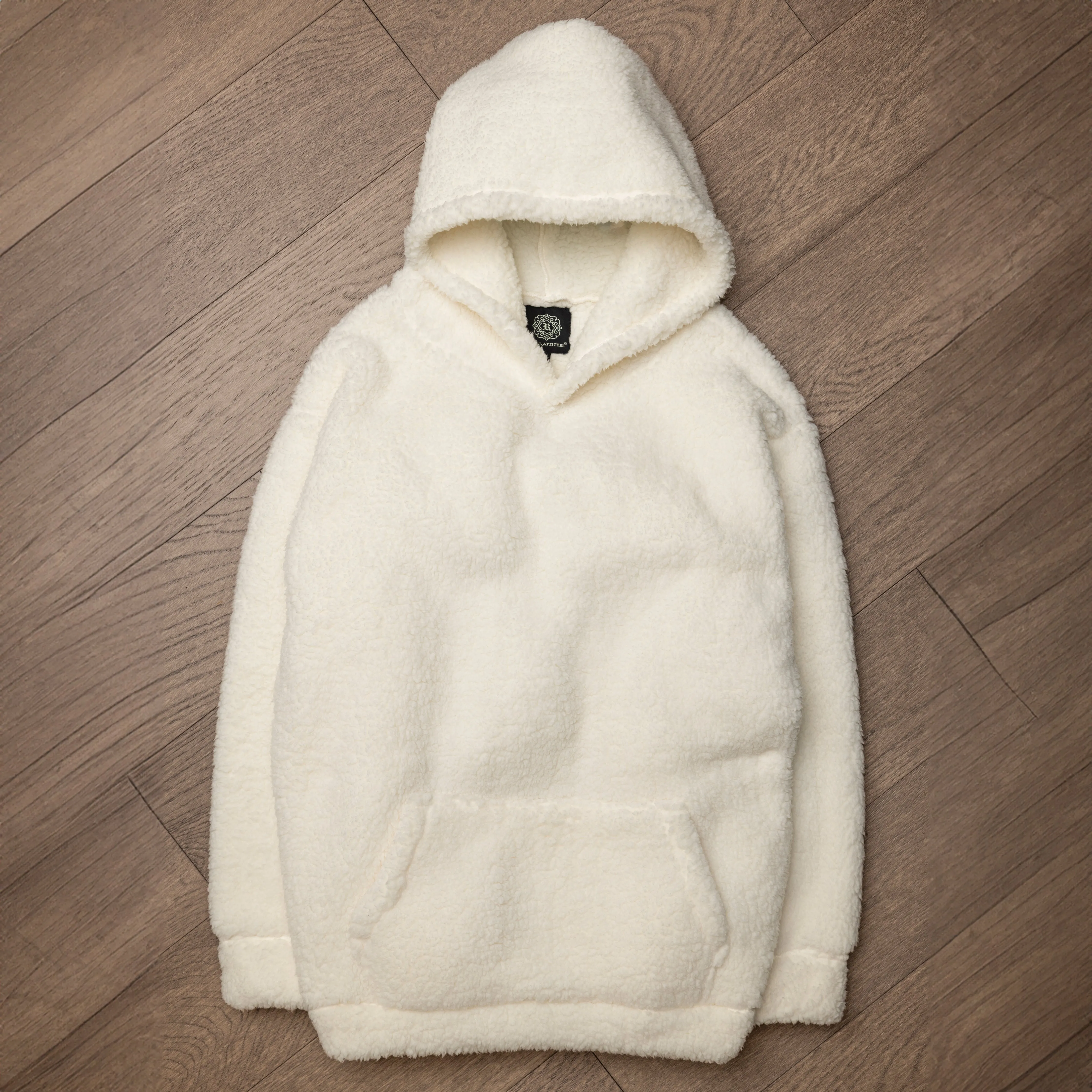 Mens Micro-poly Sherpa Fleece Hoodie - Egret