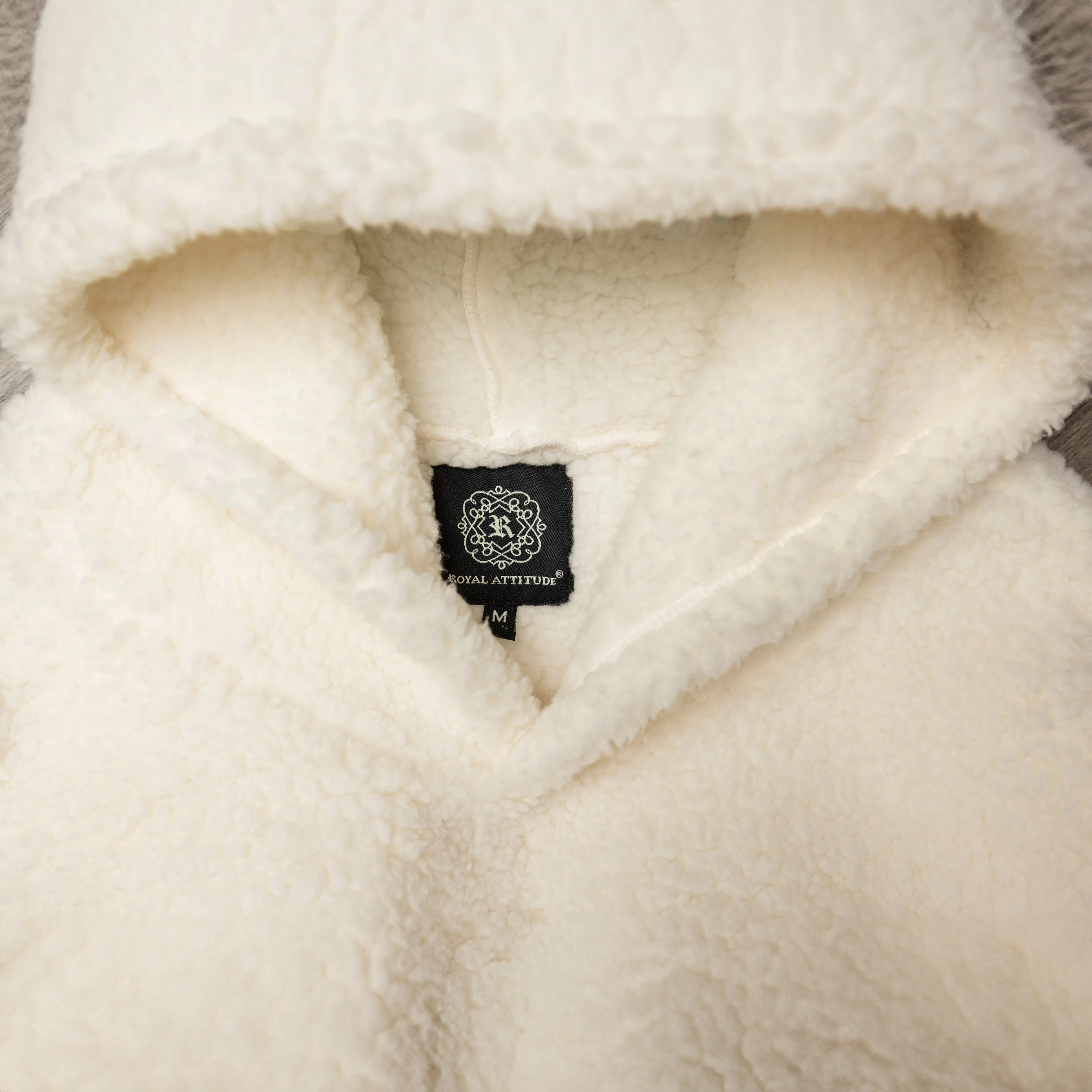 Mens Micro-poly Sherpa Fleece Hoodie - Egret