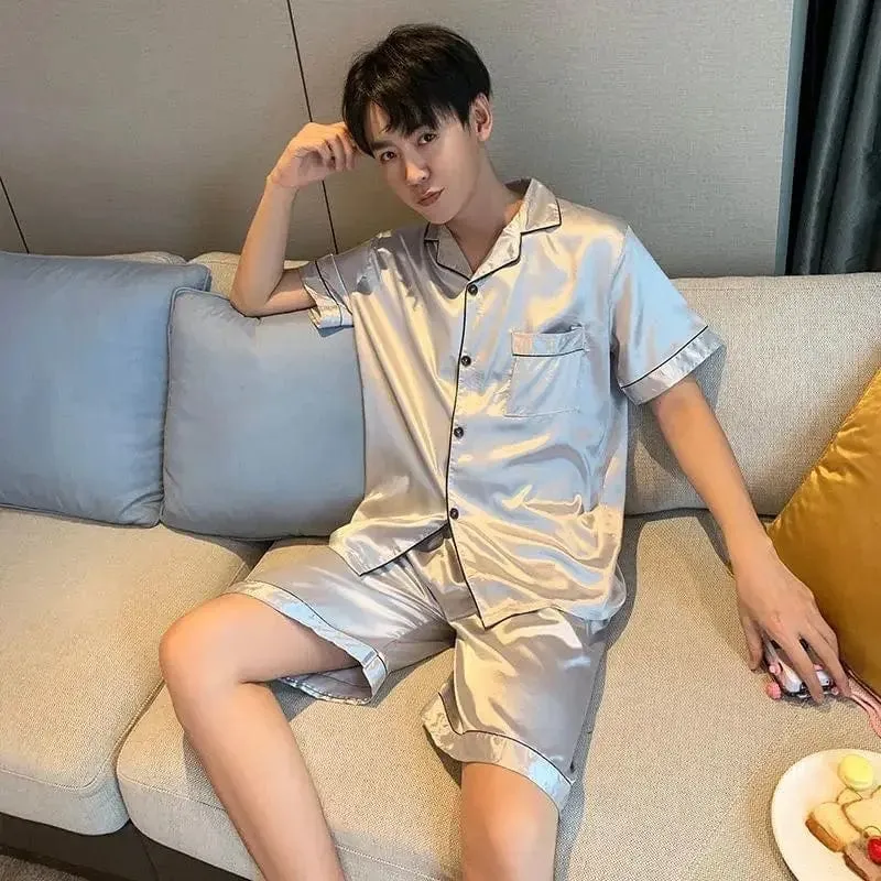 Mens Satin Pajama Shorts