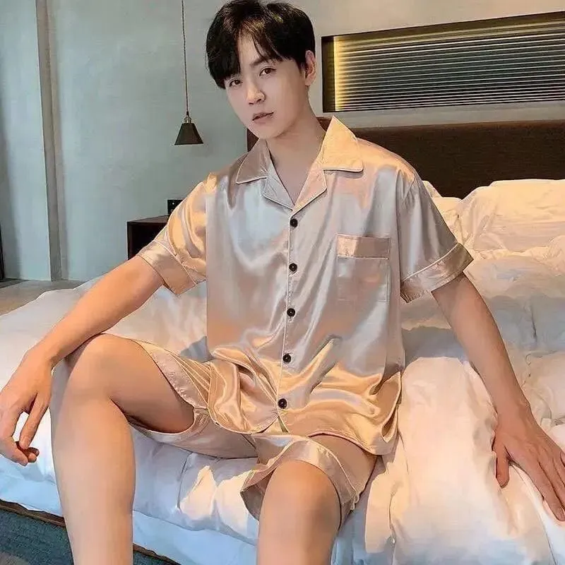 Mens Satin Pajama Shorts