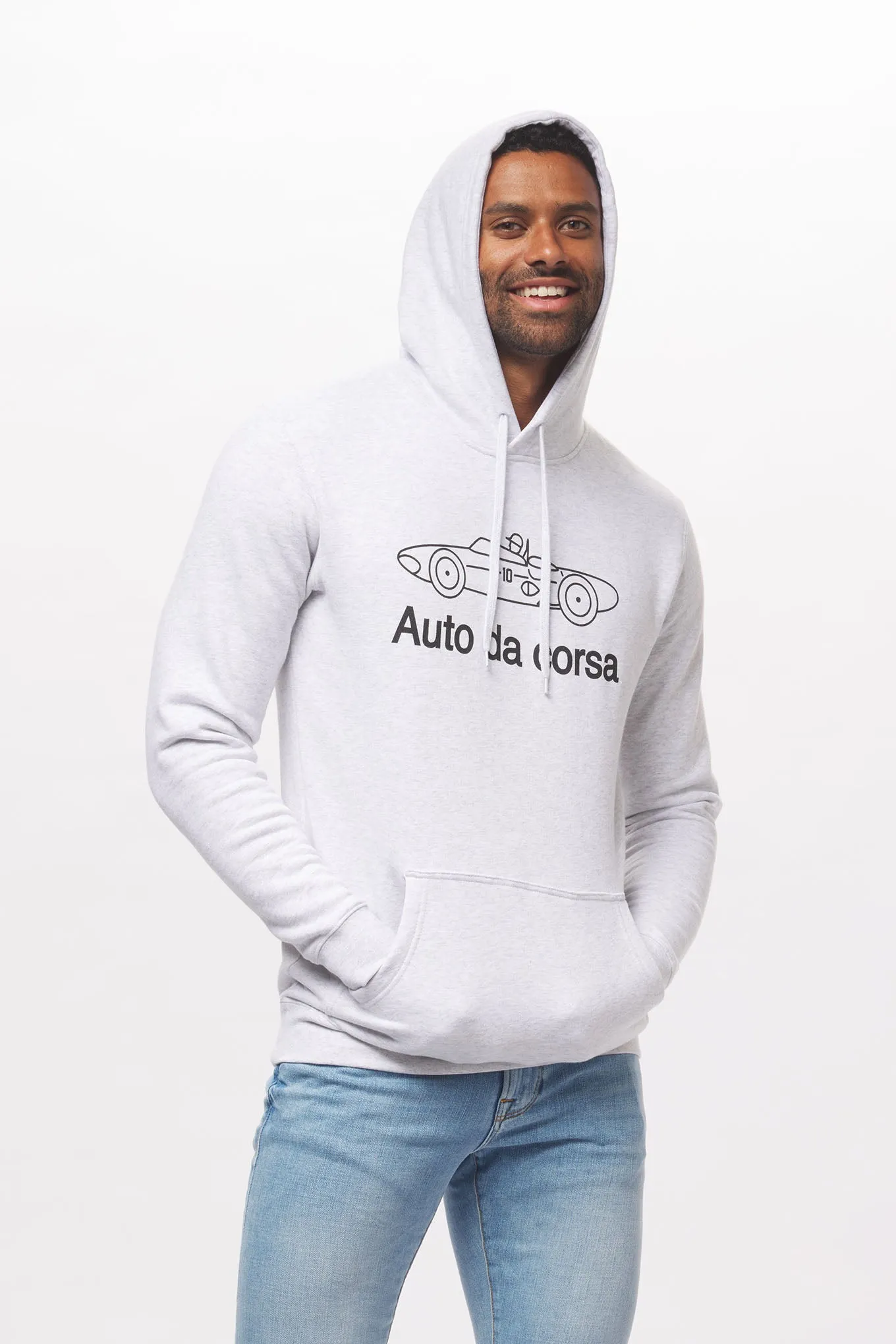 Men's - Uno Zero Auto da Corsa Heather White Pullover Hoodie