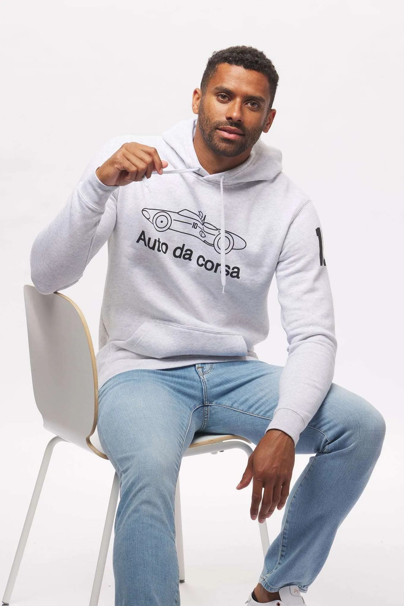 Men's - Uno Zero Auto da Corsa Heather White Pullover Hoodie