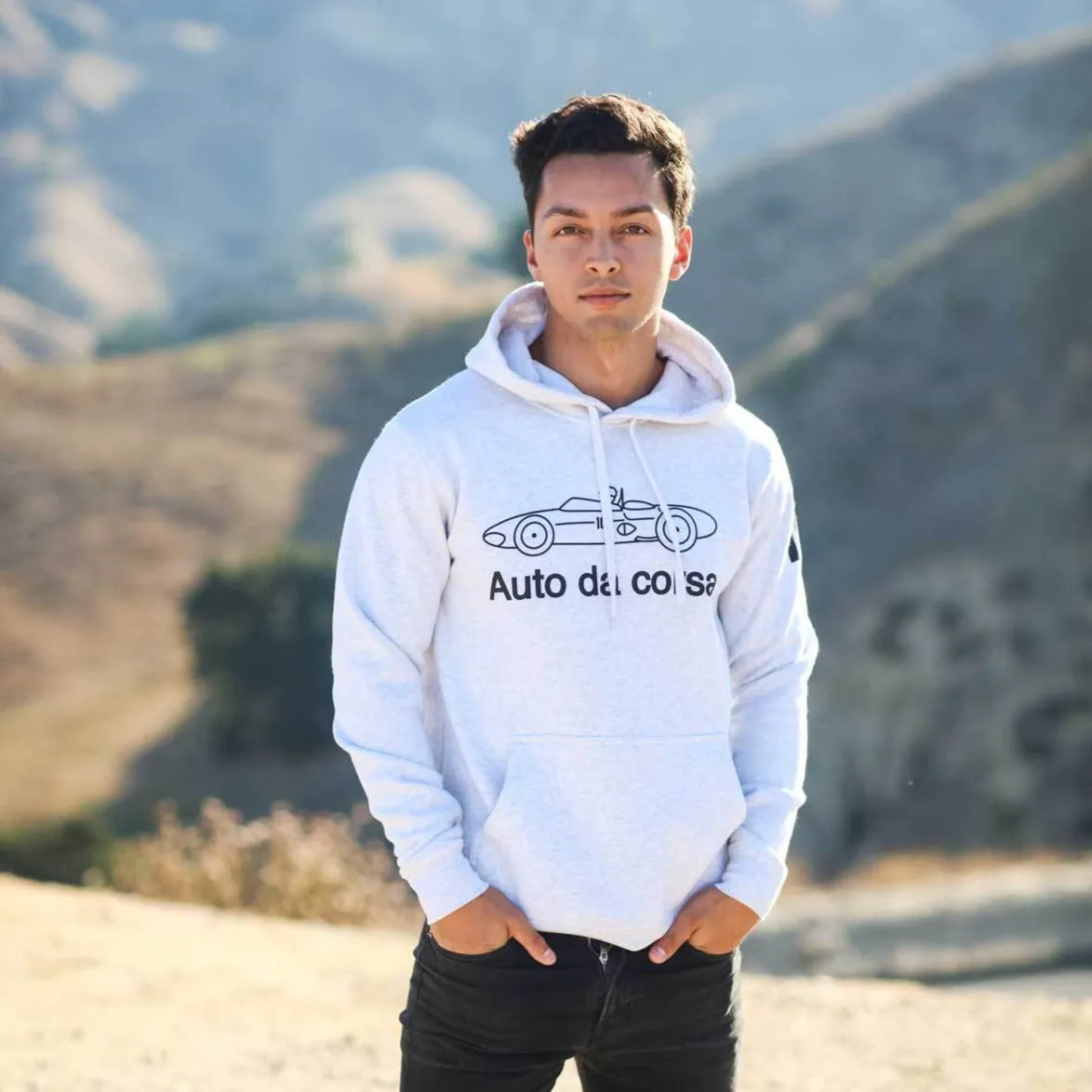 Men's - Uno Zero Auto da Corsa Heather White Pullover Hoodie