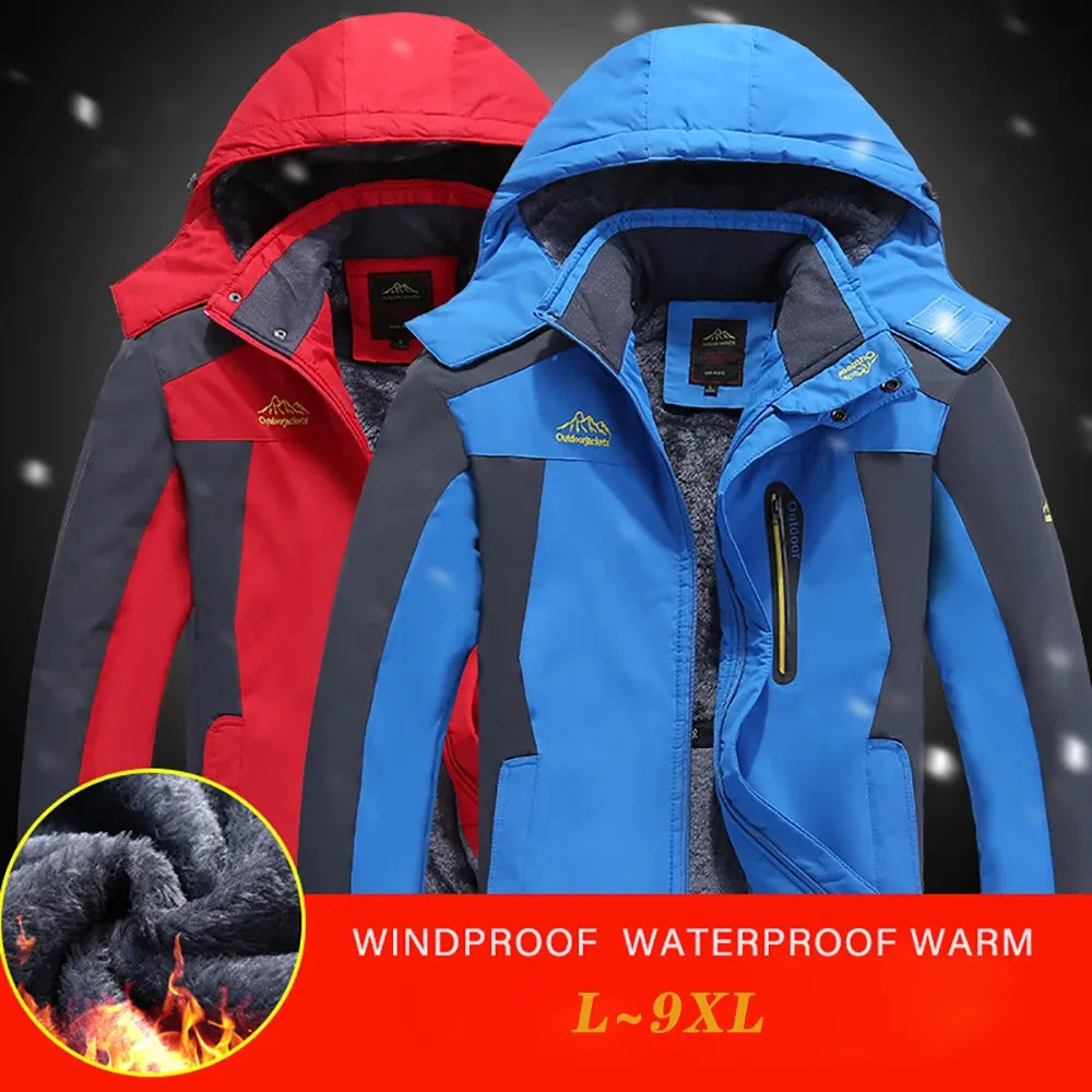 Men's Waterproof Ski Jacket – Fleece-Lined Winter Parka Windbreaker