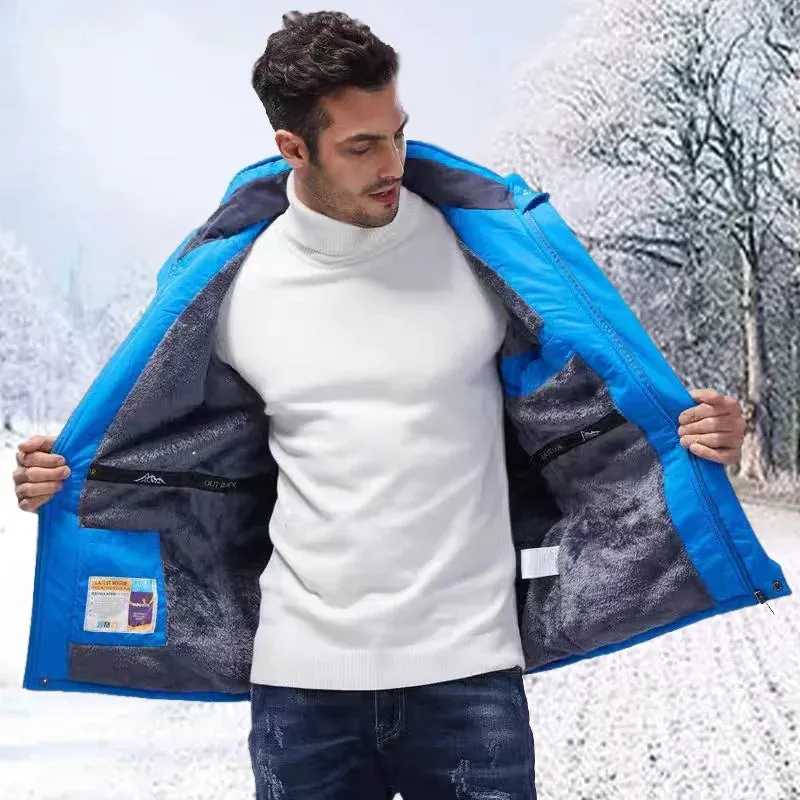 Men's Waterproof Ski Jacket – Fleece-Lined Winter Parka Windbreaker