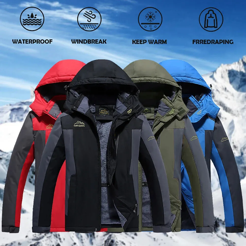 Men's Waterproof Ski Jacket – Fleece-Lined Winter Parka Windbreaker