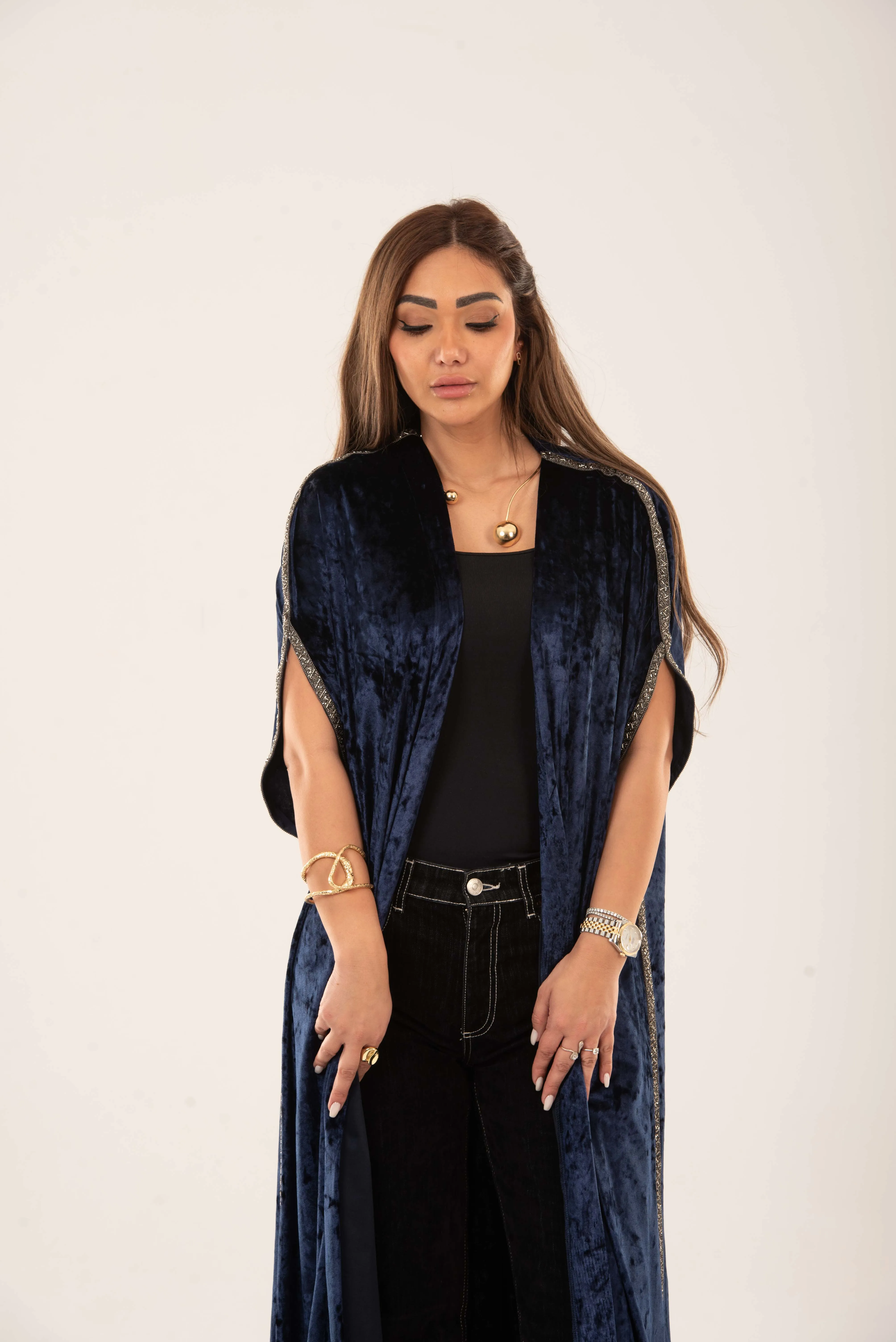 Midnight velvet long kimono