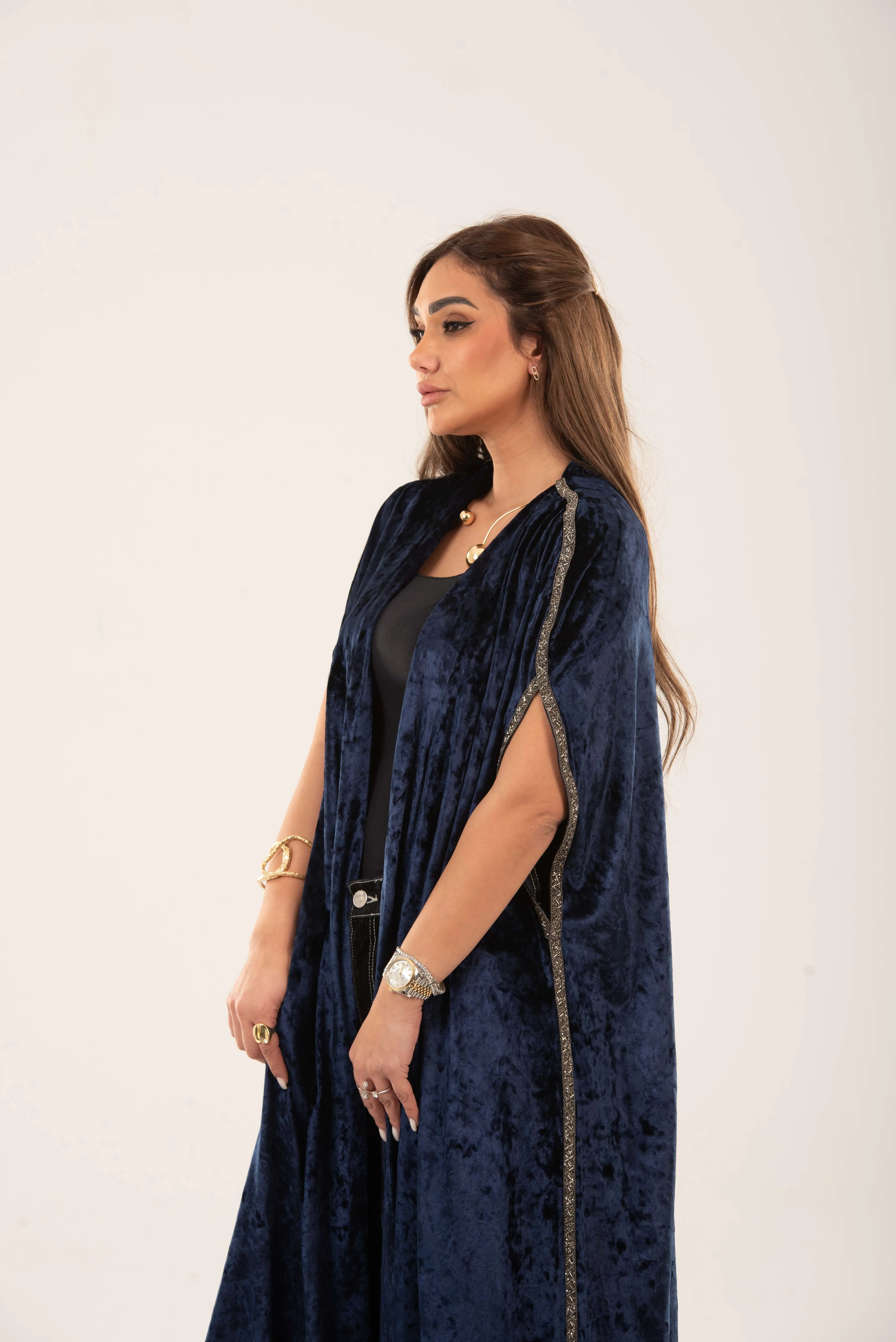 Midnight velvet long kimono