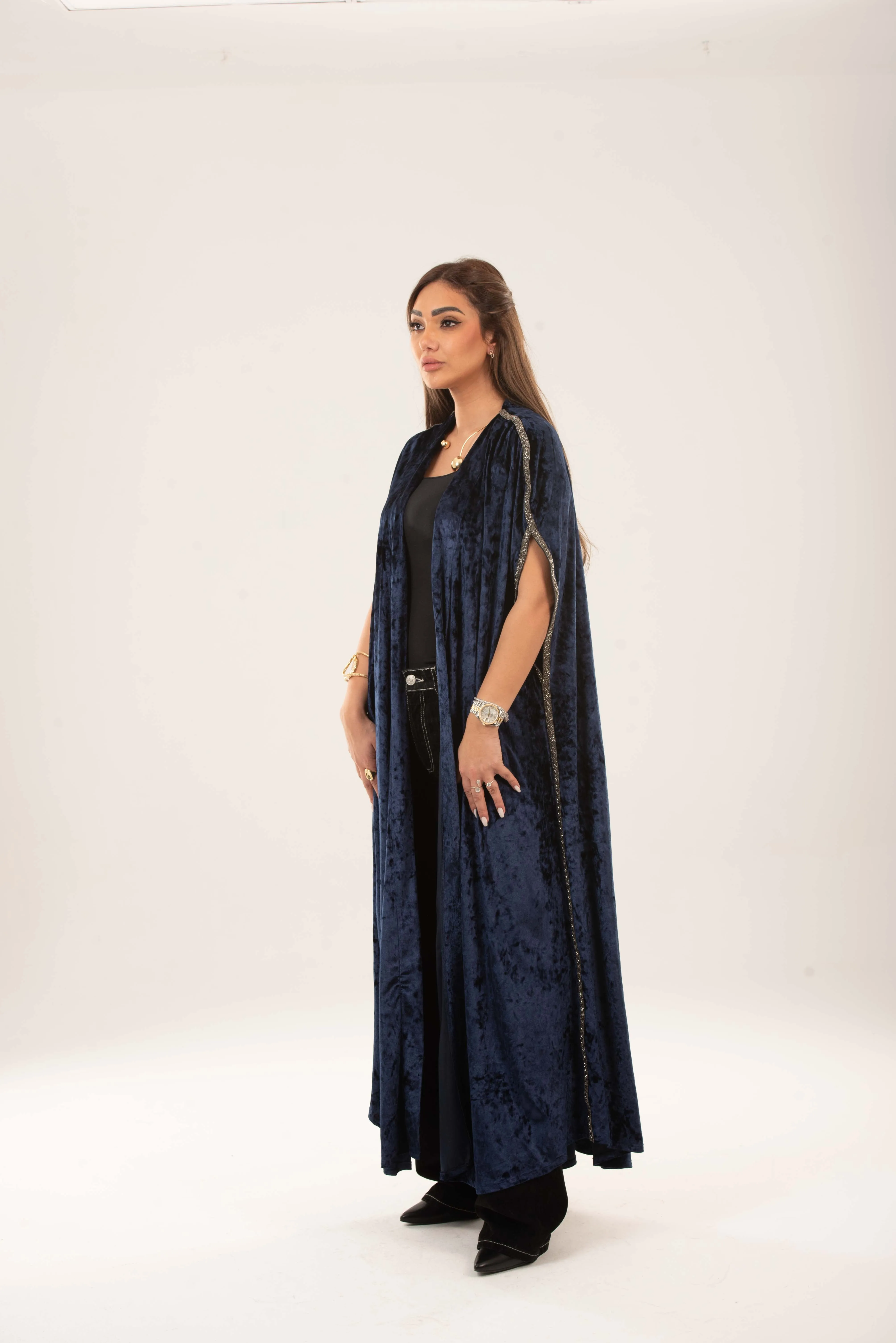 Midnight velvet long kimono