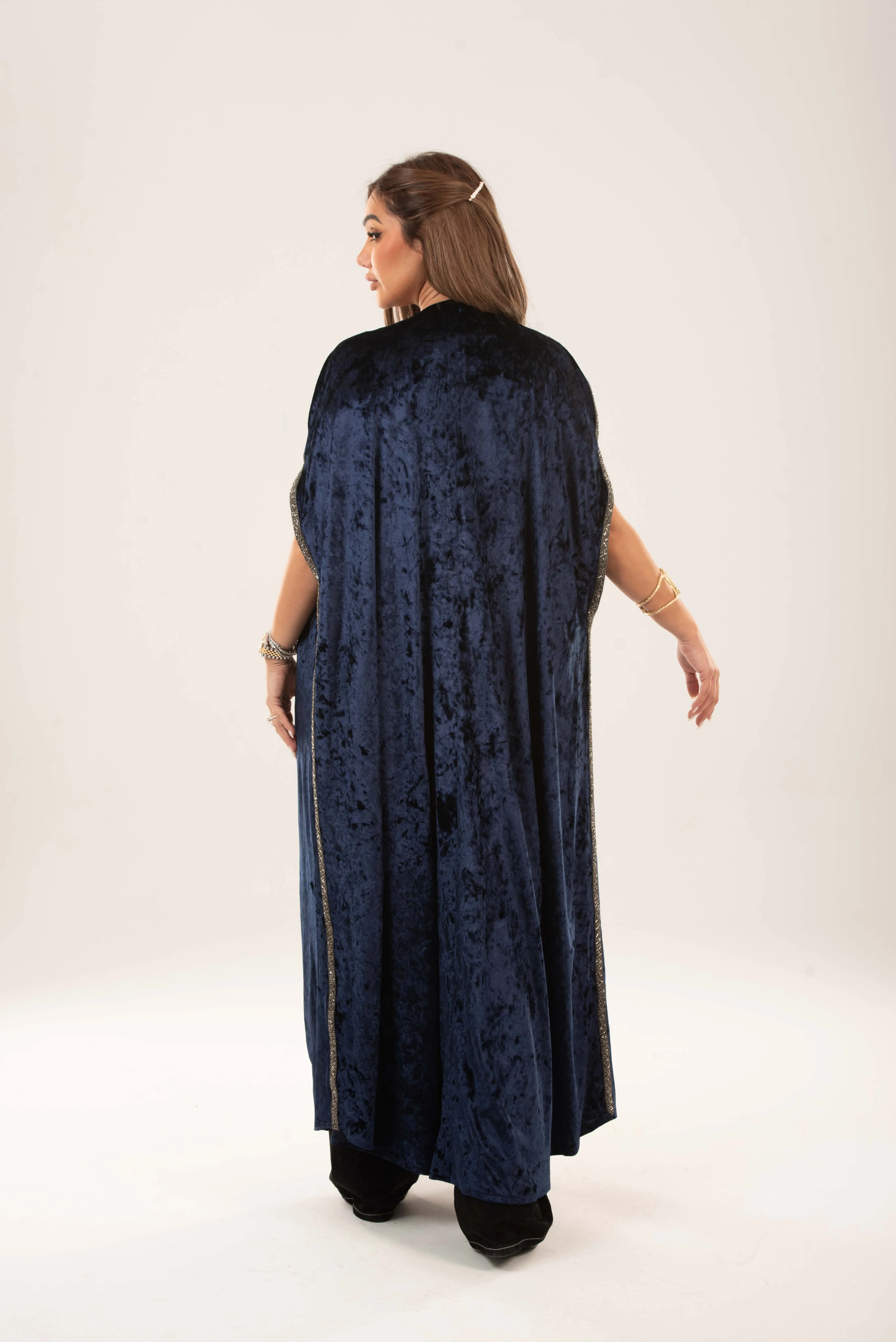 Midnight velvet long kimono
