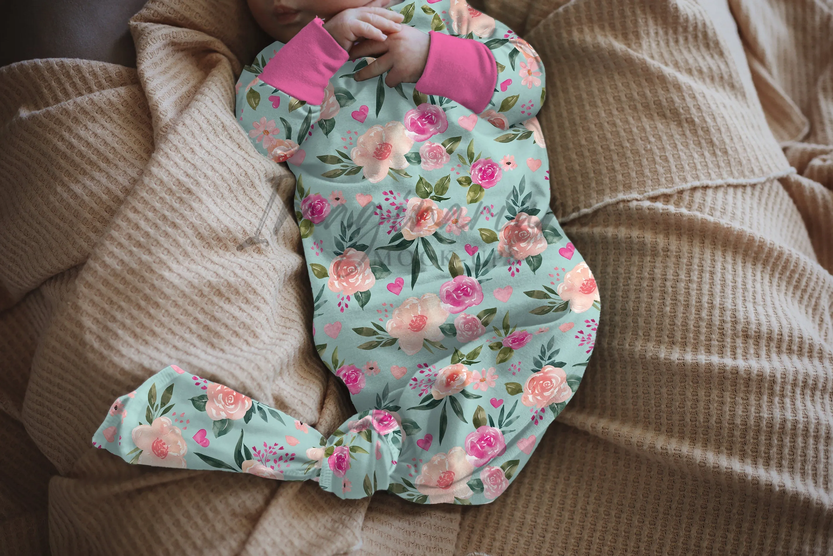 Modeled Knotted Baby Gown Mock Up, Realistic Mockup for Photoshop and Procreate