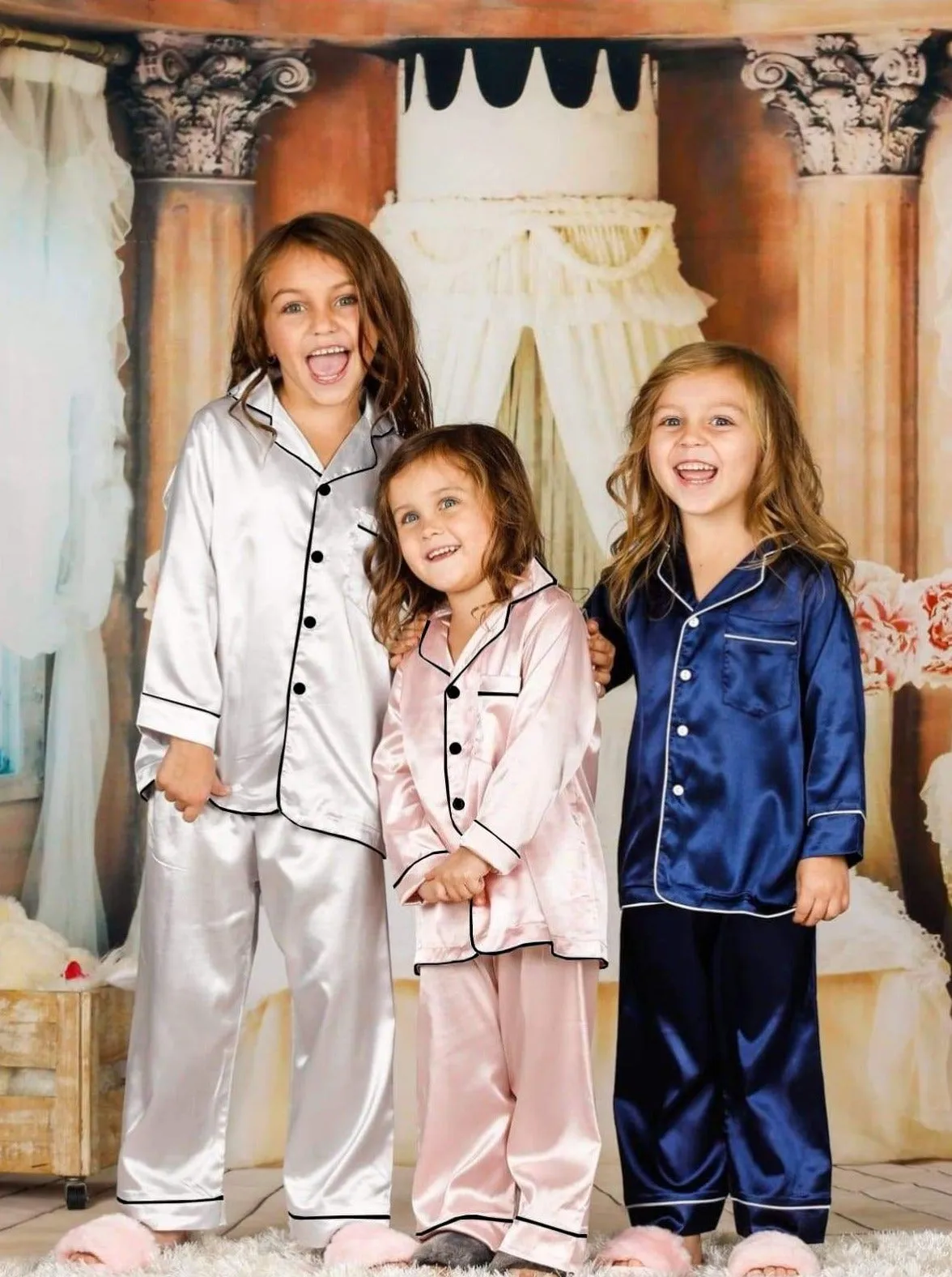 Mommy and Me Silky Long Sleeve Button Down Pajamas