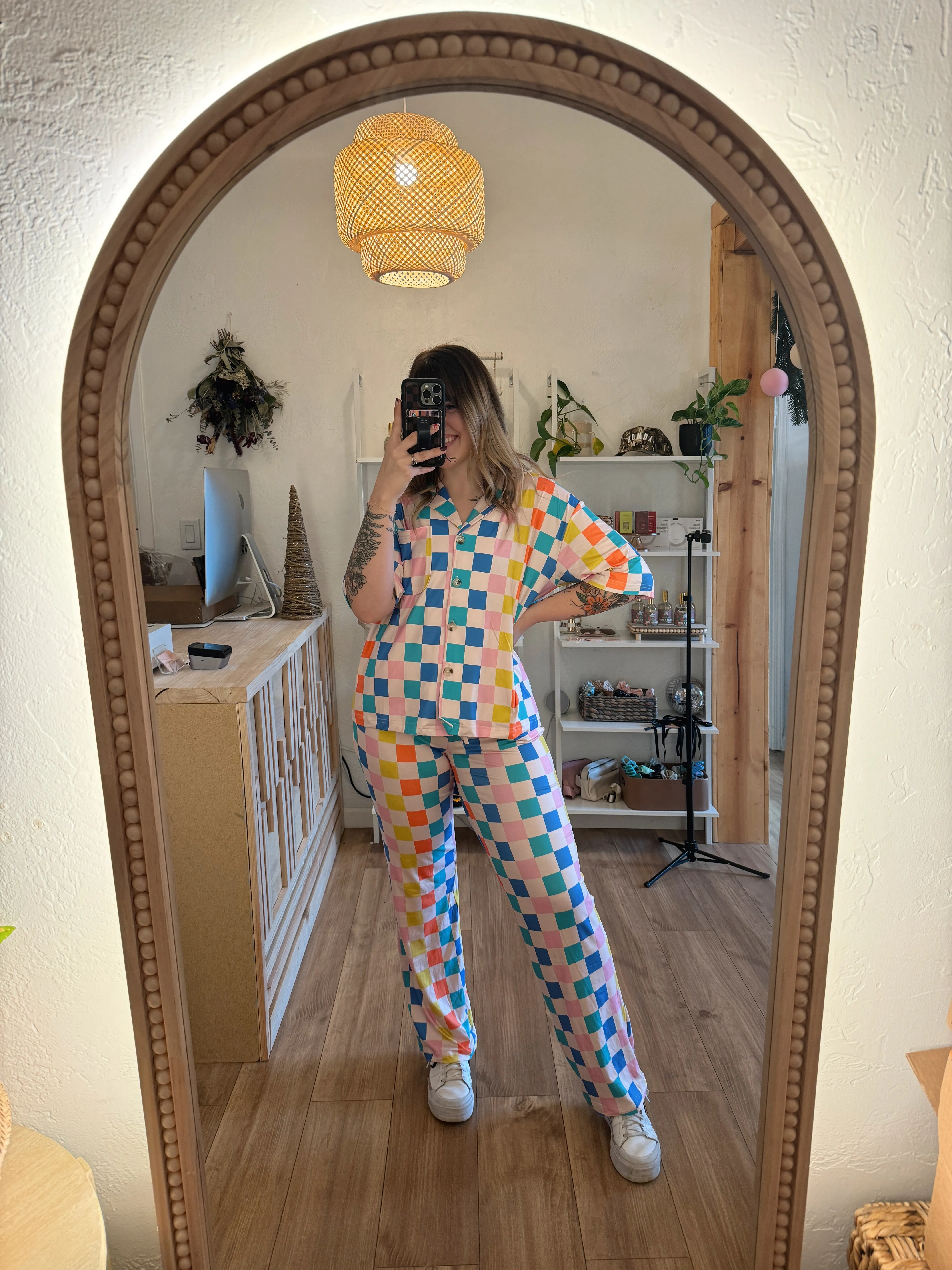 Multicolor Checker Pajama Set