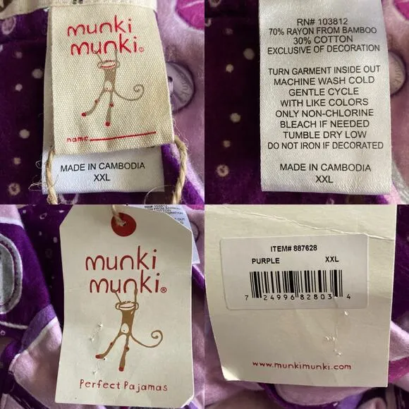 Munki Munki Purple Pajamas XXL Champagne Bottles Flannel 2 Pc Womens Size 2X NEW