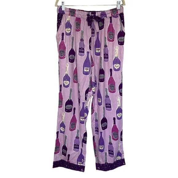 Munki Munki Purple Pajamas XXL Champagne Bottles Flannel 2 Pc Womens Size 2X NEW