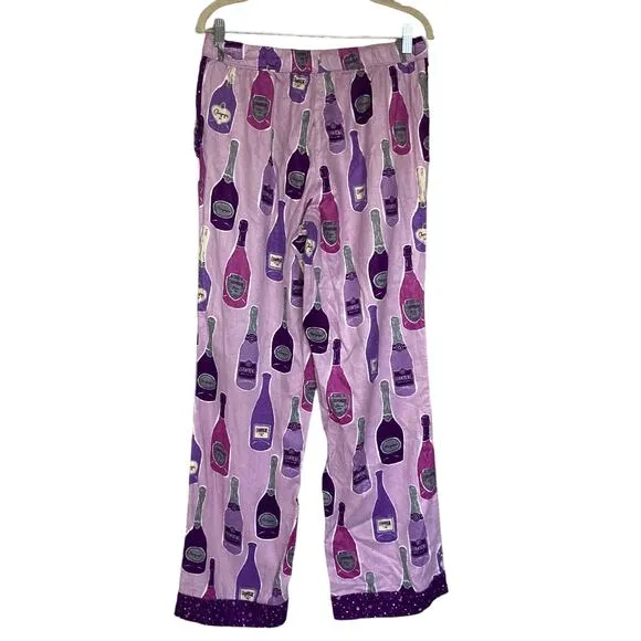 Munki Munki Purple Pajamas XXL Champagne Bottles Flannel 2 Pc Womens Size 2X NEW