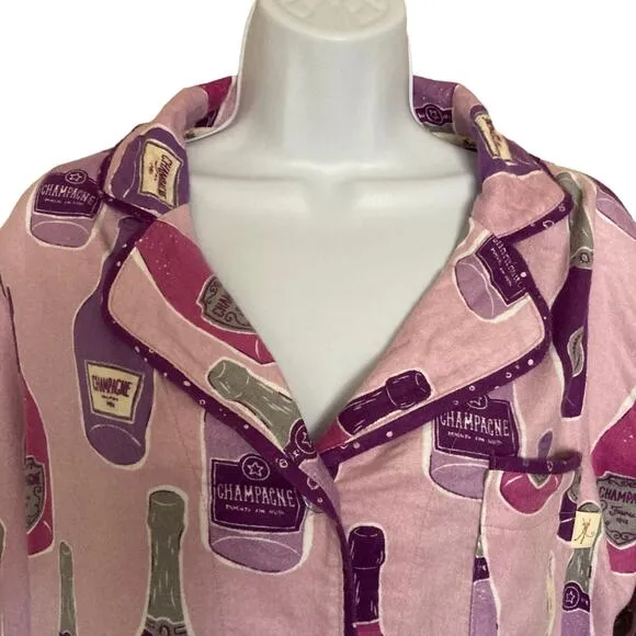 Munki Munki Purple Pajamas XXL Champagne Bottles Flannel 2 Pc Womens Size 2X NEW