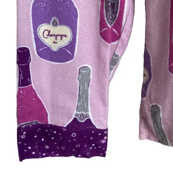 Munki Munki Purple Pajamas XXL Champagne Bottles Flannel 2 Pc Womens Size 2X NEW