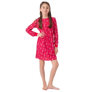 Nano Girls Night Dress - Red Puppy Christmas