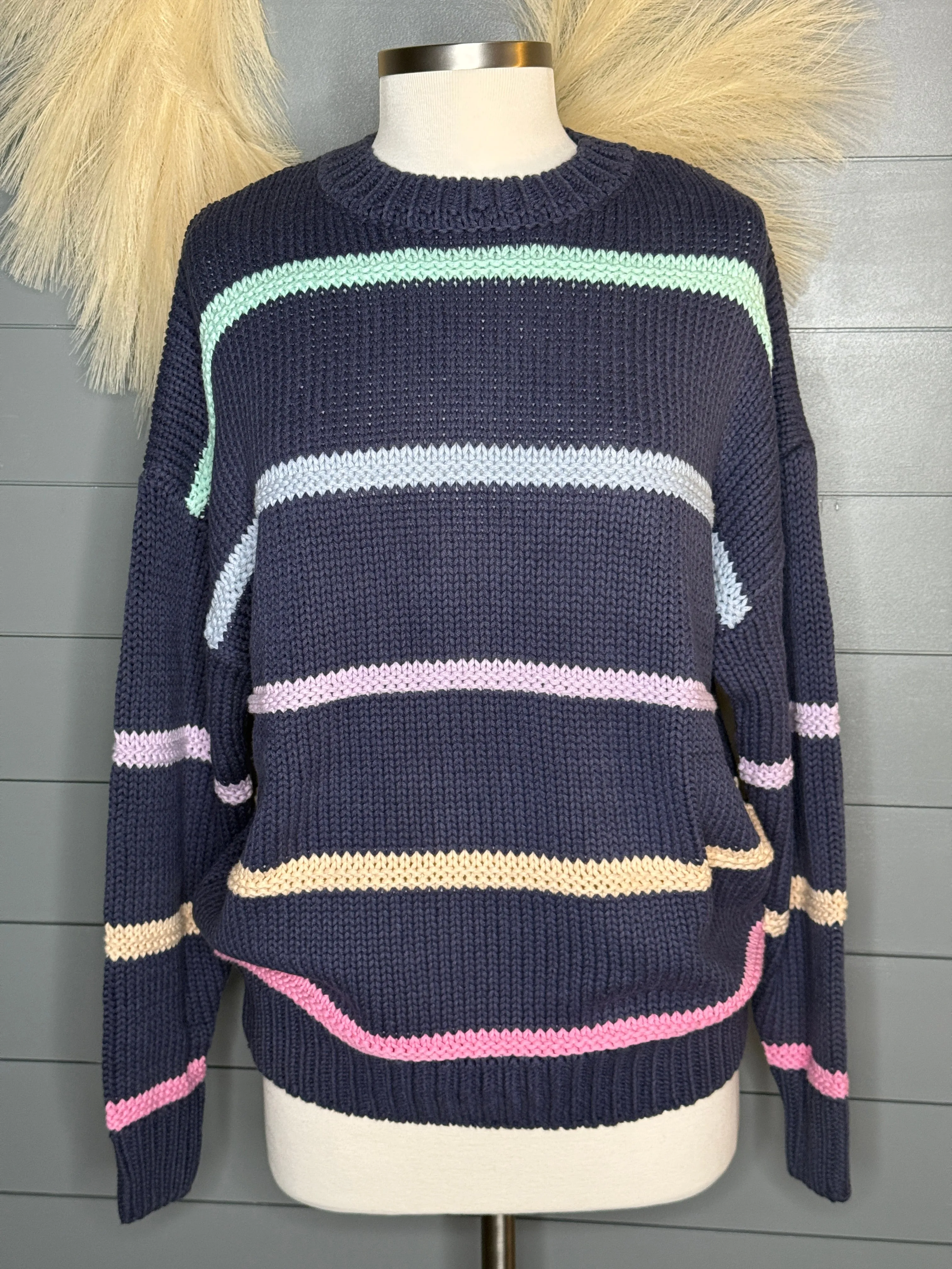 Navy All Day Striped Sweater