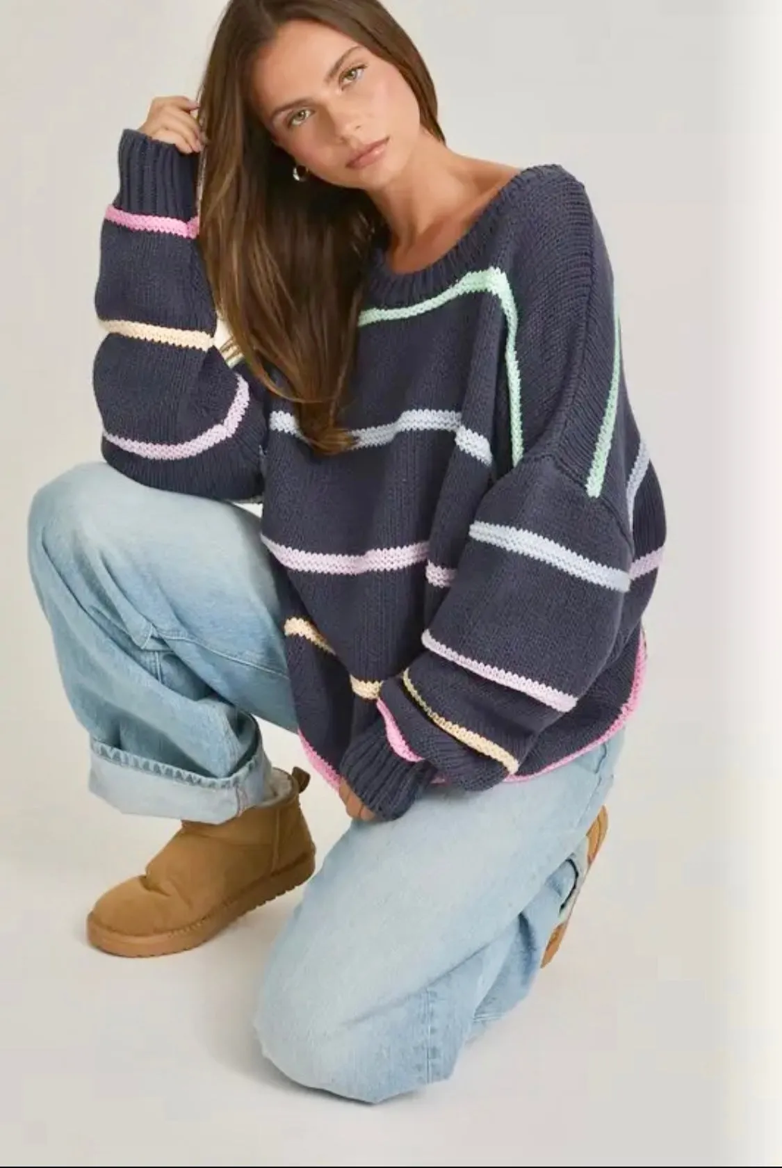 Navy All Day Striped Sweater