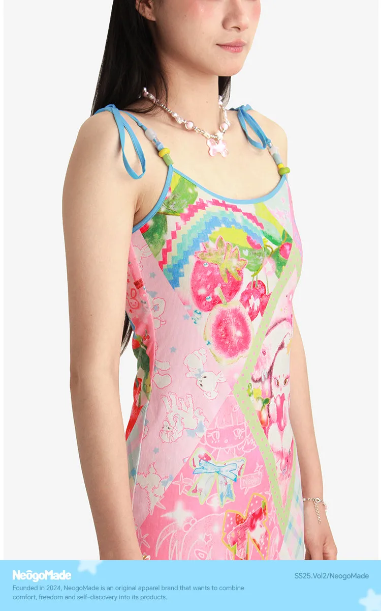 NeogoMade Bunny & Deer Dress | Harajuku Sweet Reversible Beaded Strap Dress