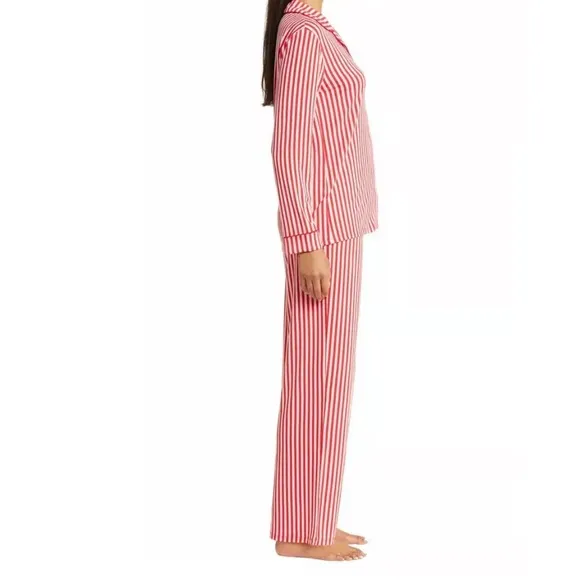 NEW Nordstrom Moonlight eco tencel pajamas in Red Barbados Ticking Stripe