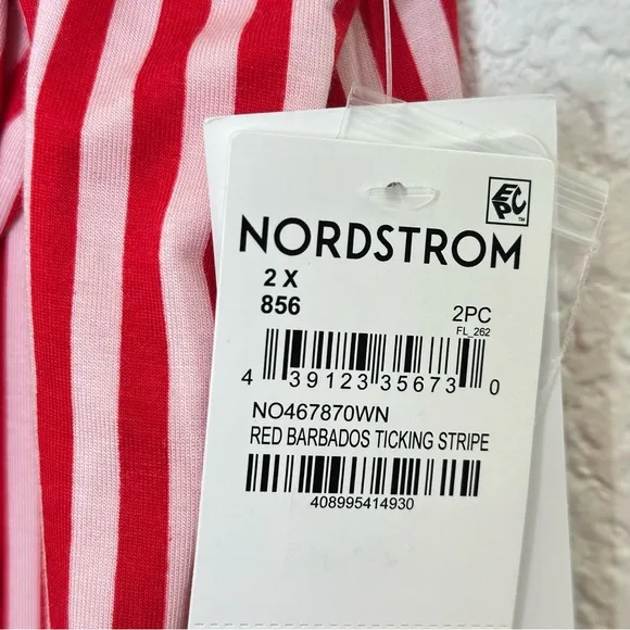 NEW Nordstrom Moonlight eco tencel pajamas in Red Barbados Ticking Stripe