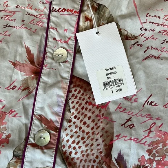 NEW The Lazy Poet sissy boyfriend shirt pajama button down dress pink seashells