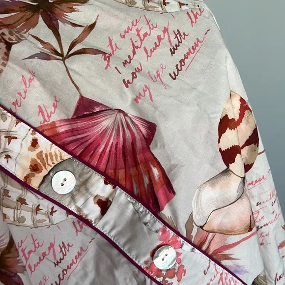 NEW The Lazy Poet sissy boyfriend shirt pajama button down dress pink seashells