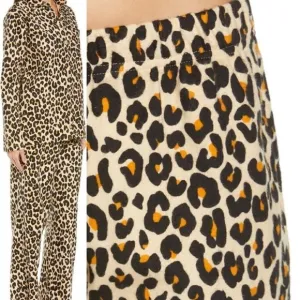 Nordstrom Leopard Print Flannel Patchwork Pajamas NWT Small