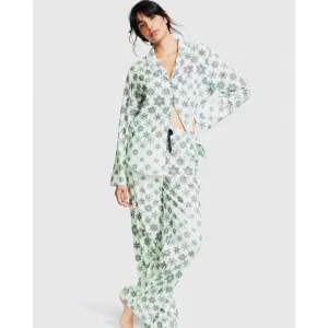 NWOT Victoria’s Secret Cotton Pajamas Scrunchie Set Women’s Size XL Snowflake