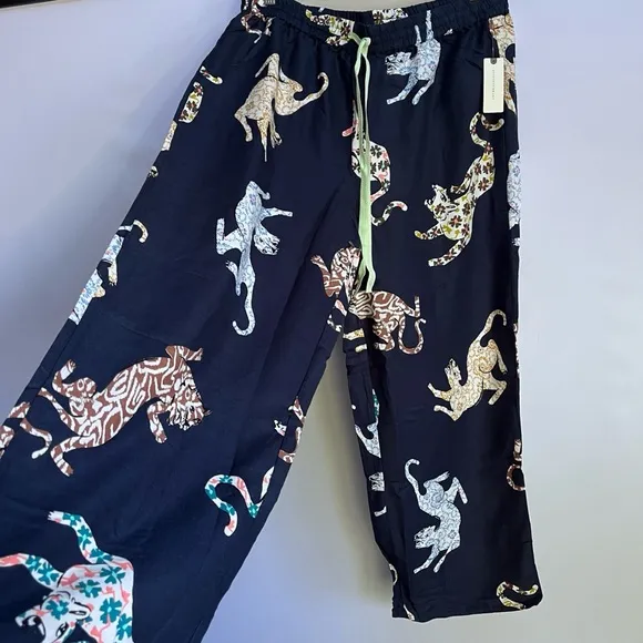 NWT Anthropologie Cecilia Pettersson Flannel Animal Print Pajama Pants Bottoms L