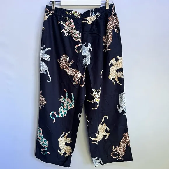 NWT Anthropologie Cecilia Pettersson Flannel Animal Print Pajama Pants Bottoms L
