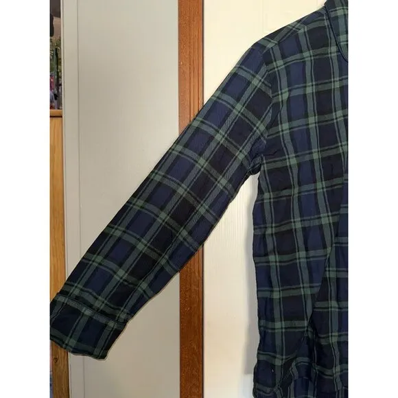 NWT J. crew Green &amp; Navy Plaid Flannel Pajamas Size Small